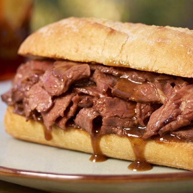 Hot Roast Beef with Gravy Sandwich.