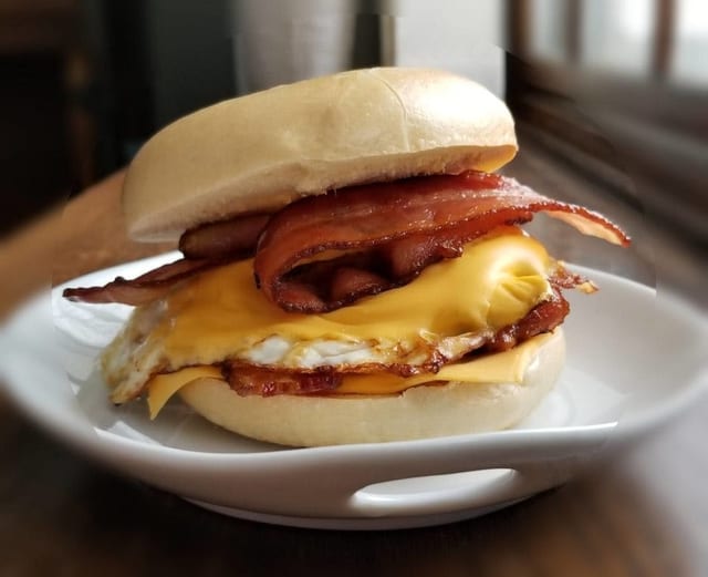 Bacon with 2 Eggs and Cheese Sandwich.