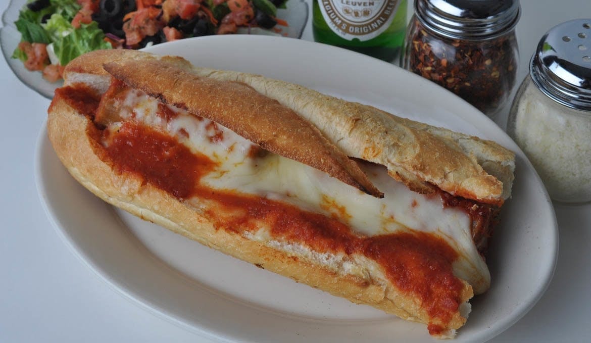 Sausage Parmigiana Italian Sandwich.